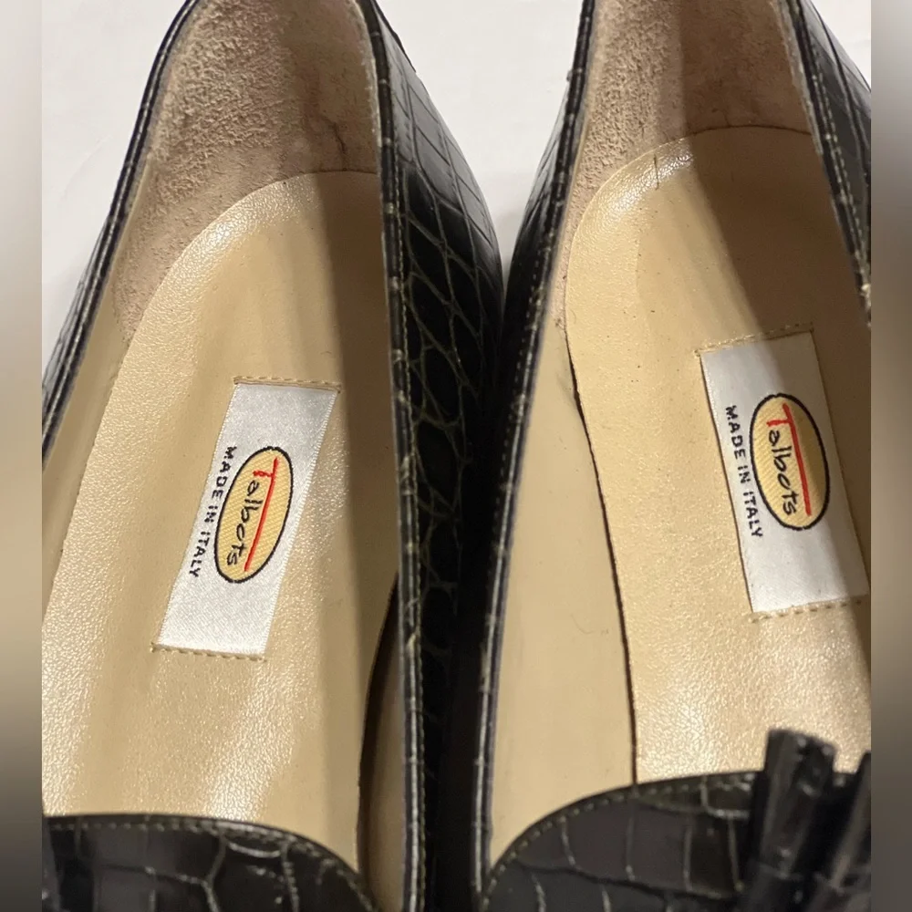 Vintage  Made In Italy Croc embossed Talbots flats Italy Size 9 1/2